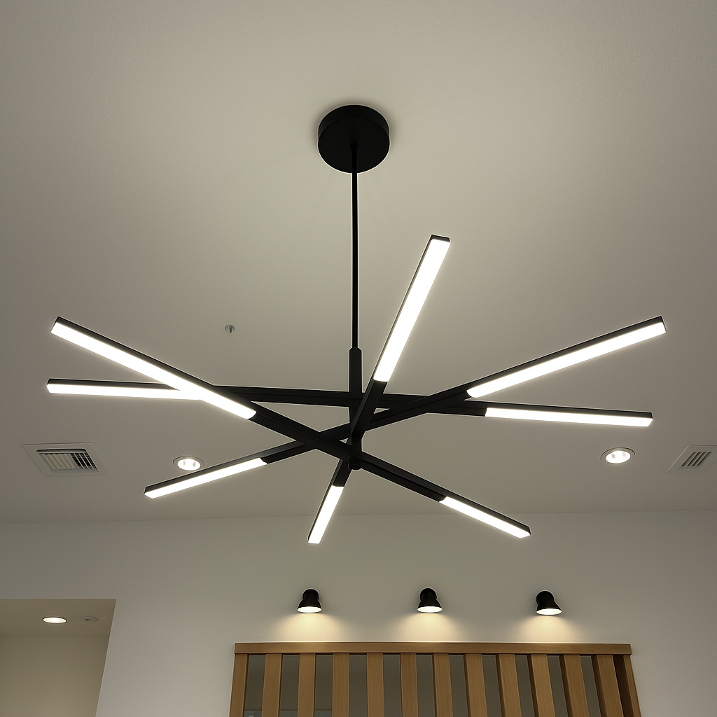 Modern statement ceiling light installation